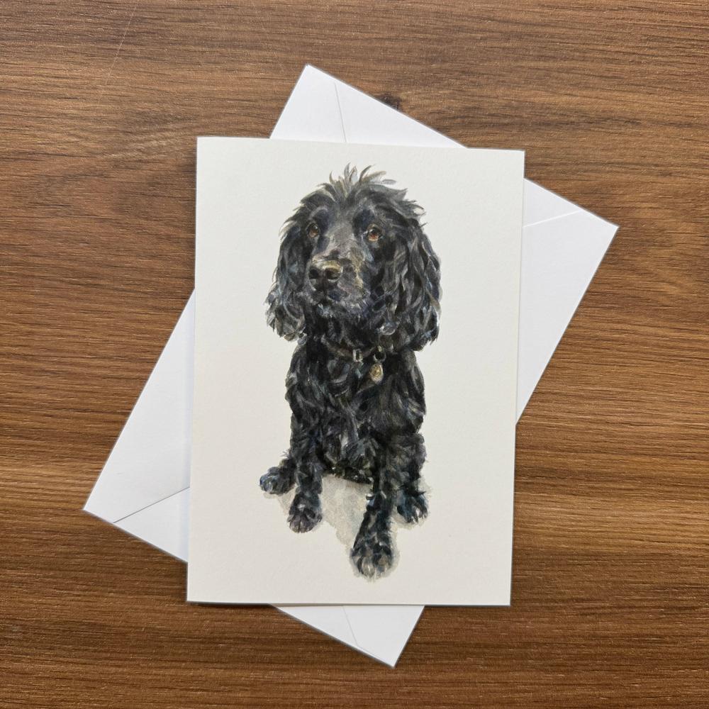 Black Spaniel - A6 Greetings Card: Black Spaniel-Gamefish