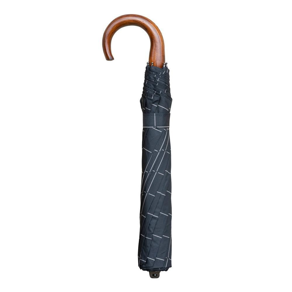 Classic Canes Umbrella, folding, wooden crook, black check canopy-Gamefish