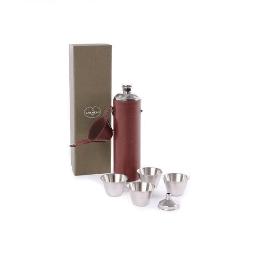 Le Chameau Rounded Stainless Steel Hip Flask & Cups- 12oz-Gamefish