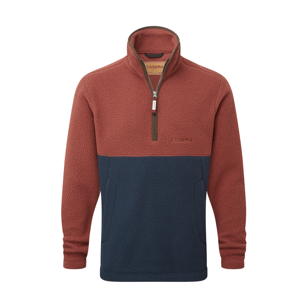 Schoffel Berkeley Retro Quarter Zip Fleece - True Navy/Red Brick-Gamefish