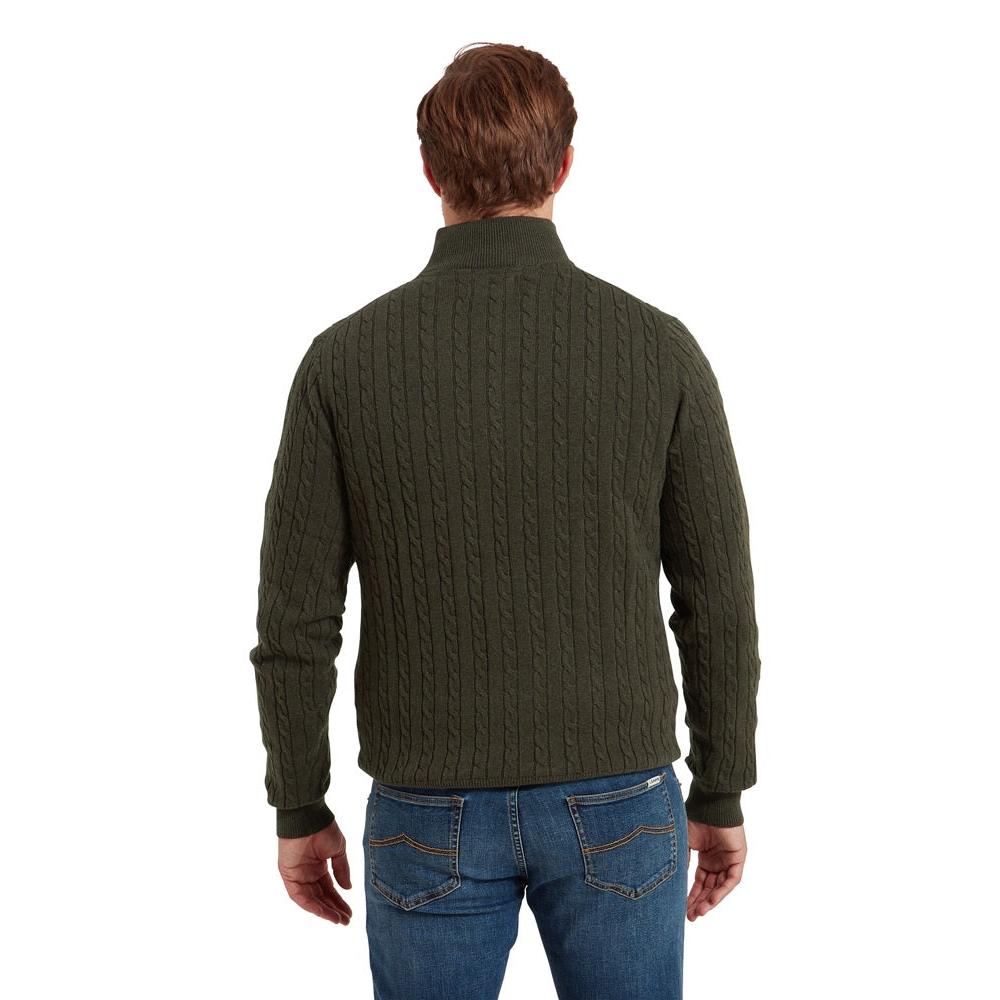 Schoffel Calton Cotton Cashmere Cable Quarter Zip Jumper - Loden Green-Gamefish