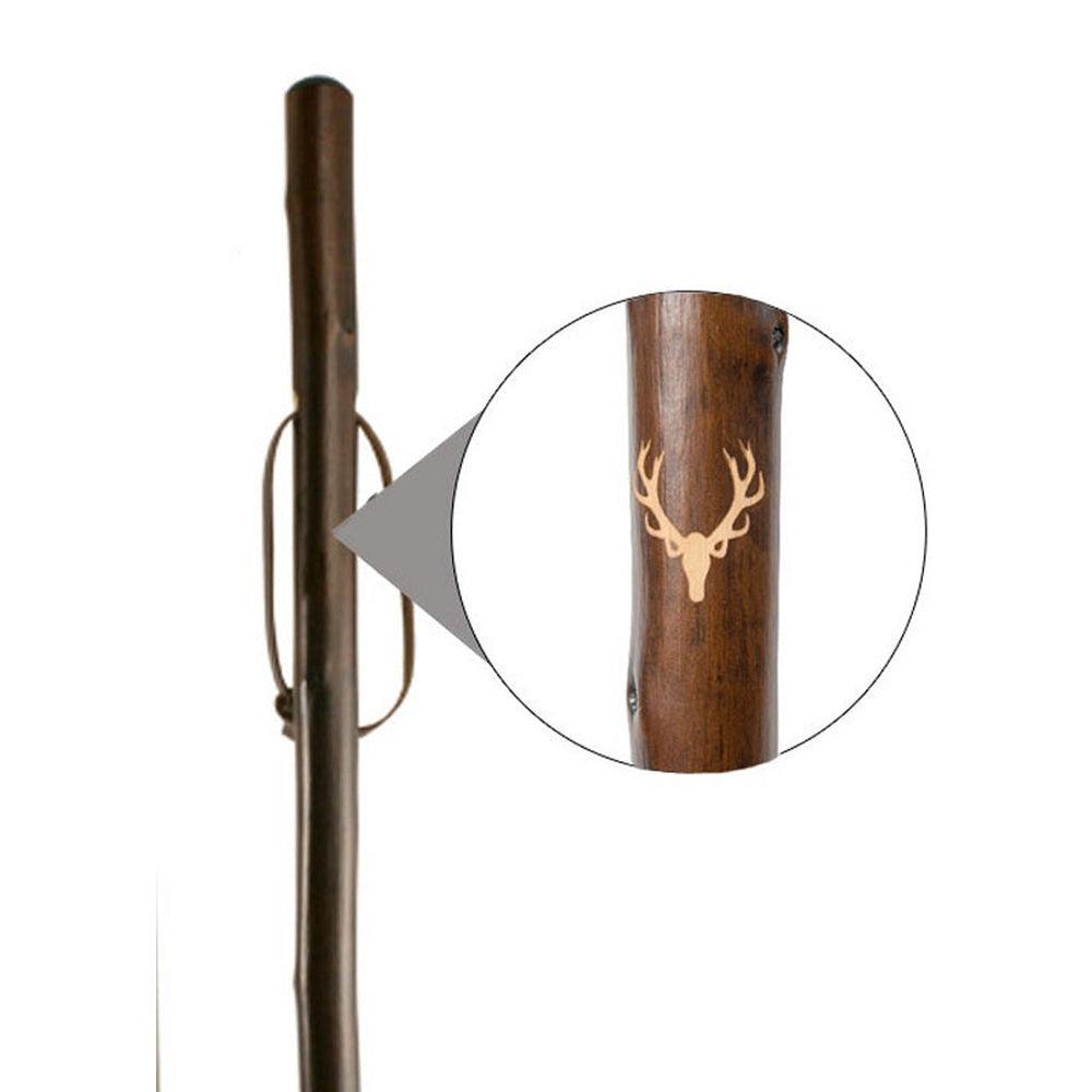 Chestnut hiking staff, stag motif-Gamefish