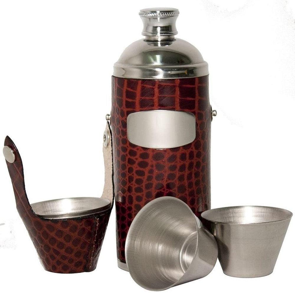 Marlborough Hunter Flask Croc Leather - 8oz-Gamefish