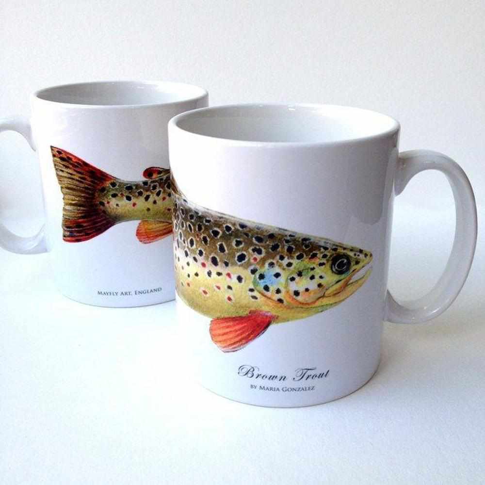 Mayfly Art Mugs - Brown Trout, Salmon, Grayling & Labrador - Gamefishltd