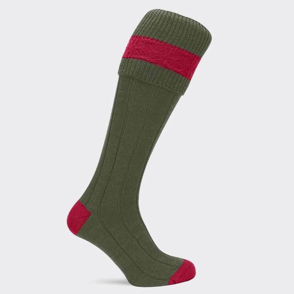 Pennine Byron Sock - Olive/Ruby-Gamefish