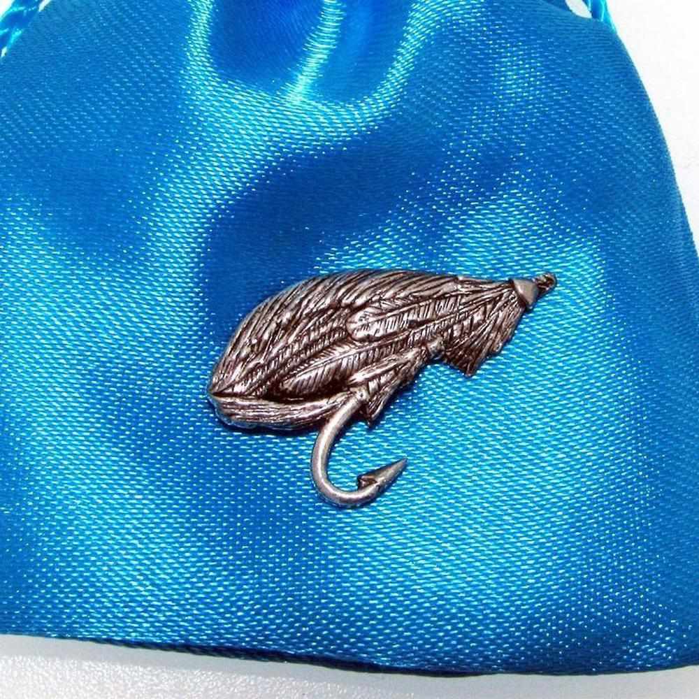 Pewter Salmon Fly Pin Badge-Gamefish