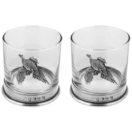 11oz Pheasant Pewter Whisky Glass Tumbler Set of 2-Gamefish