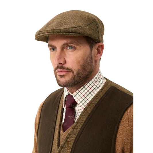 Alain Paine Rutland Men's Waterproof Tweed Flat Cap -Birch-Gamefish