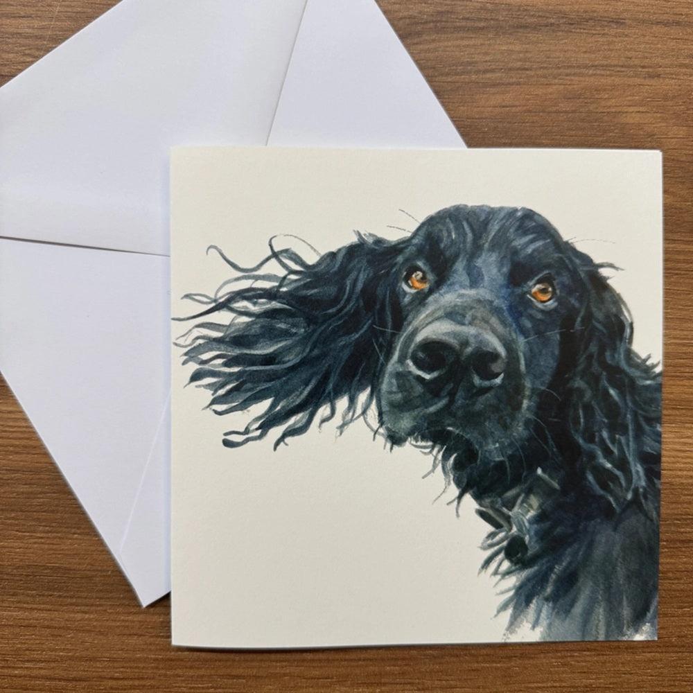 Black Cocker Spaniel - Square Card-Gamefish