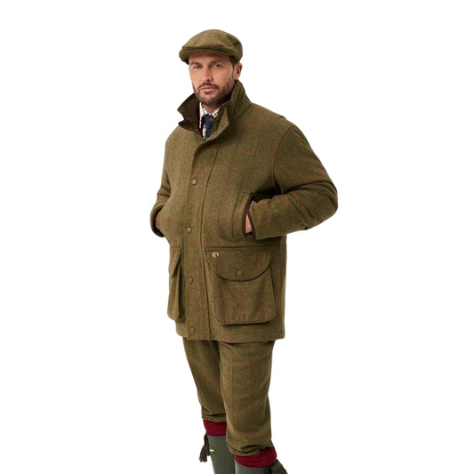 Combrook Men's Tweed Waterproof Shooting Field Coat in Sage - Shooting Fit-Gamefish