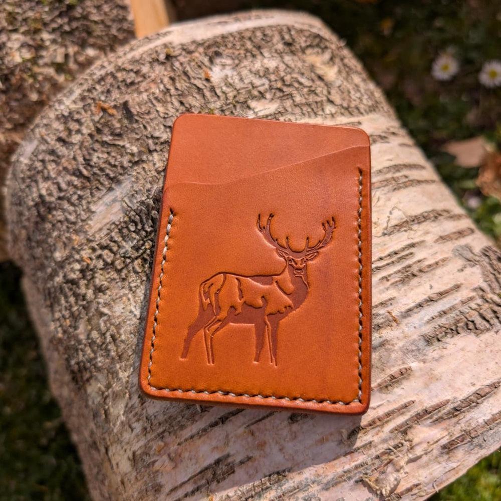 J Boult Designs Red Deer Leather Card Wallet-Gamefish