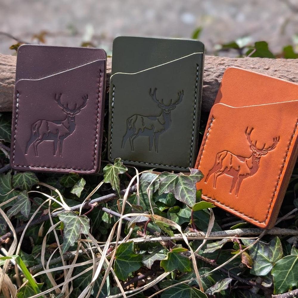 J Boult Designs Red Deer Leather Card Wallet-Gamefish