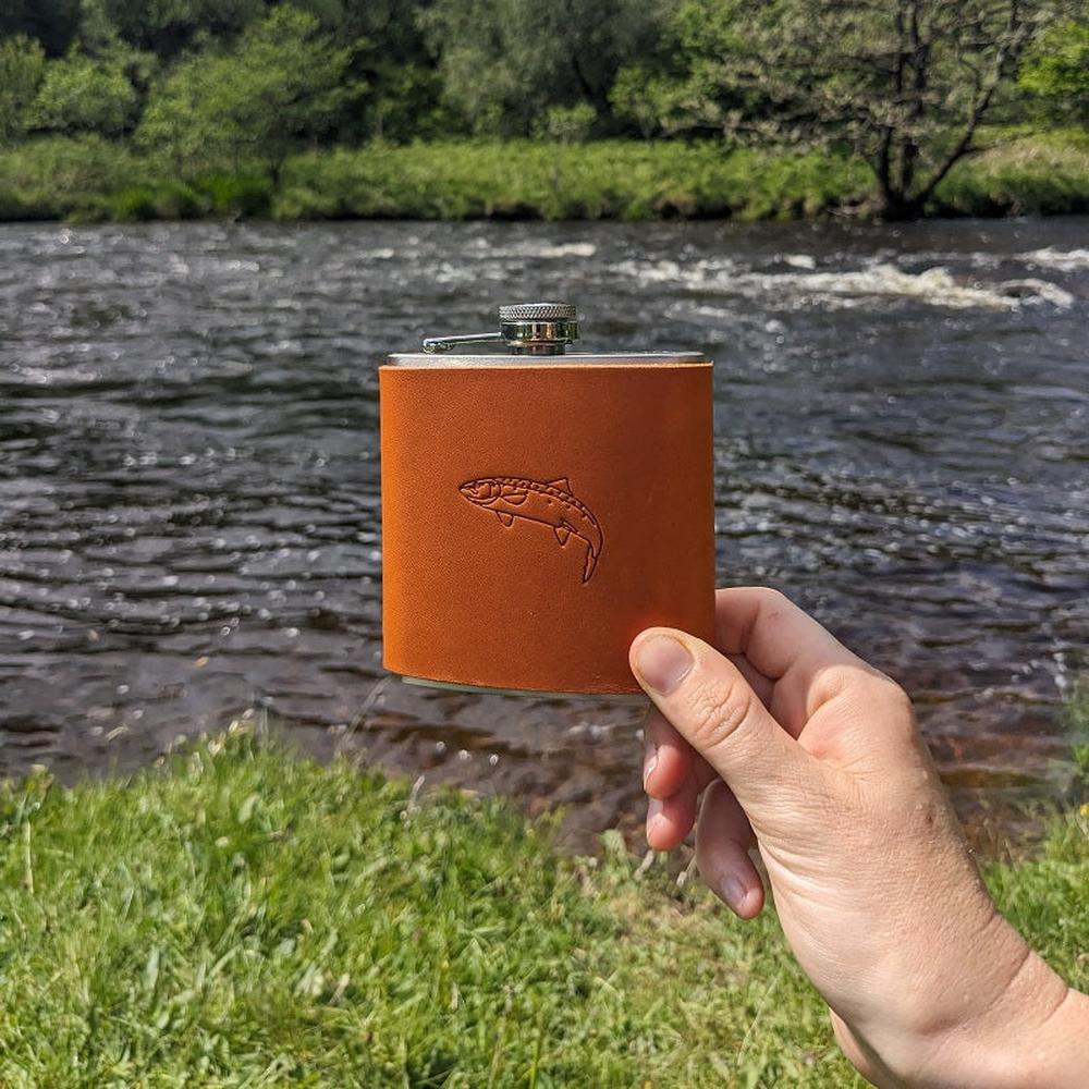 J Boult - Salmon design hip flask-Gamefish