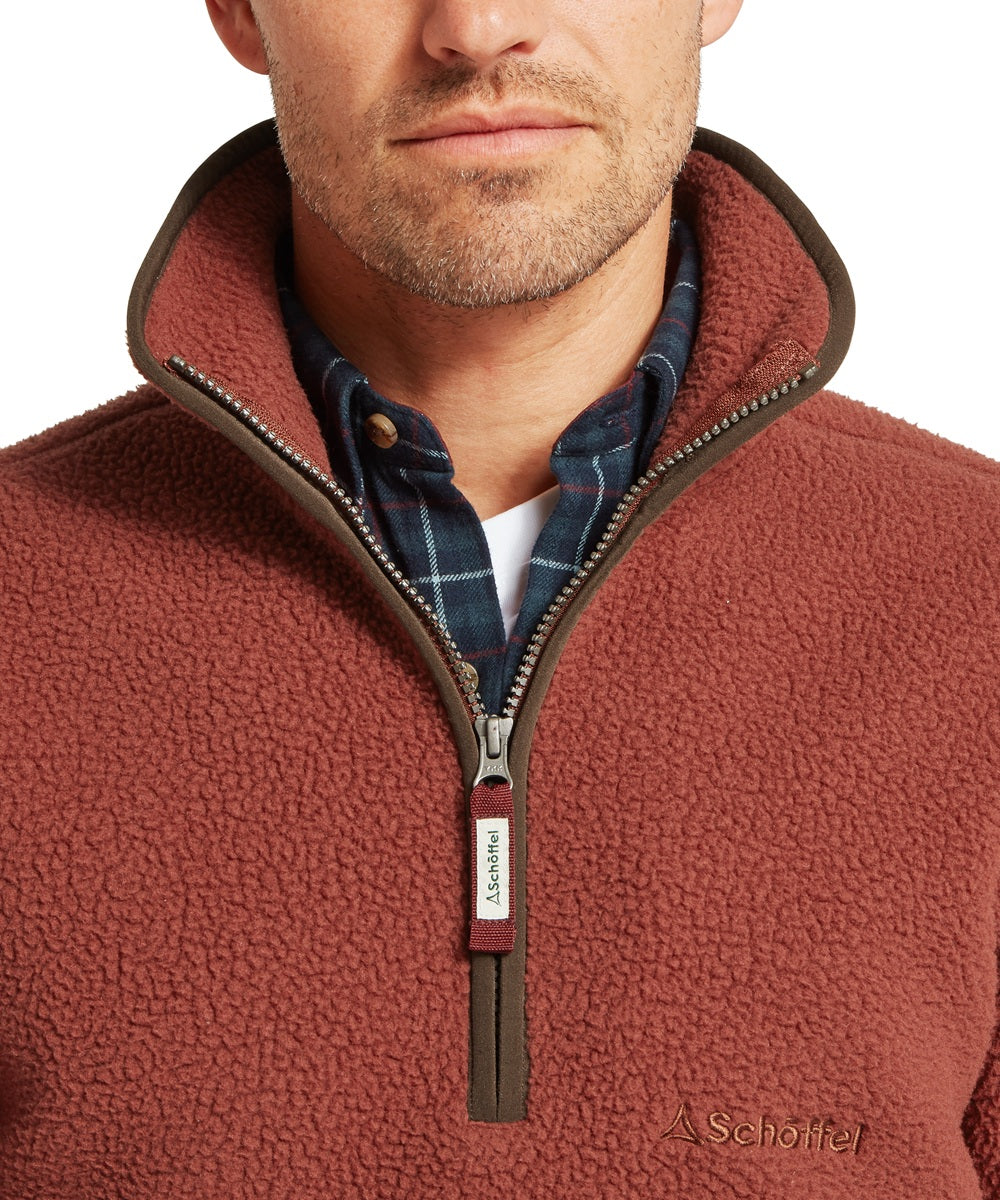 Schoffel Berkeley Retro Quarter Zip Fleece - True Navy/Red Brick-Gamefish