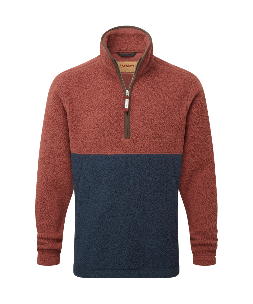 Schoffel Berkeley Retro Quarter Zip Fleece - True Navy/Red Brick-Gamefish