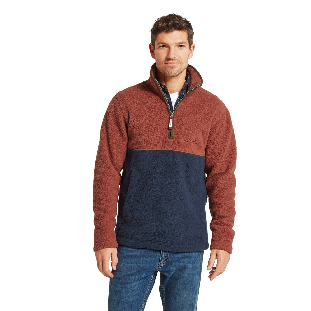 Schoffel Berkeley Retro Quarter Zip Fleece - True Navy/Red Brick-Gamefish