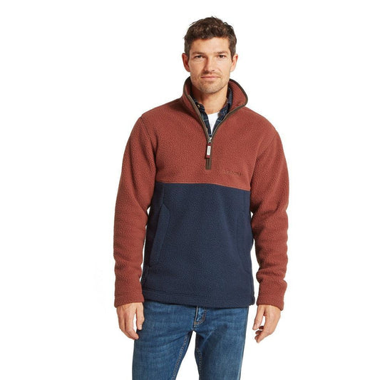 Schoffel Berkeley Retro Quarter Zip Fleece - True Navy/Red Brick-Gamefish