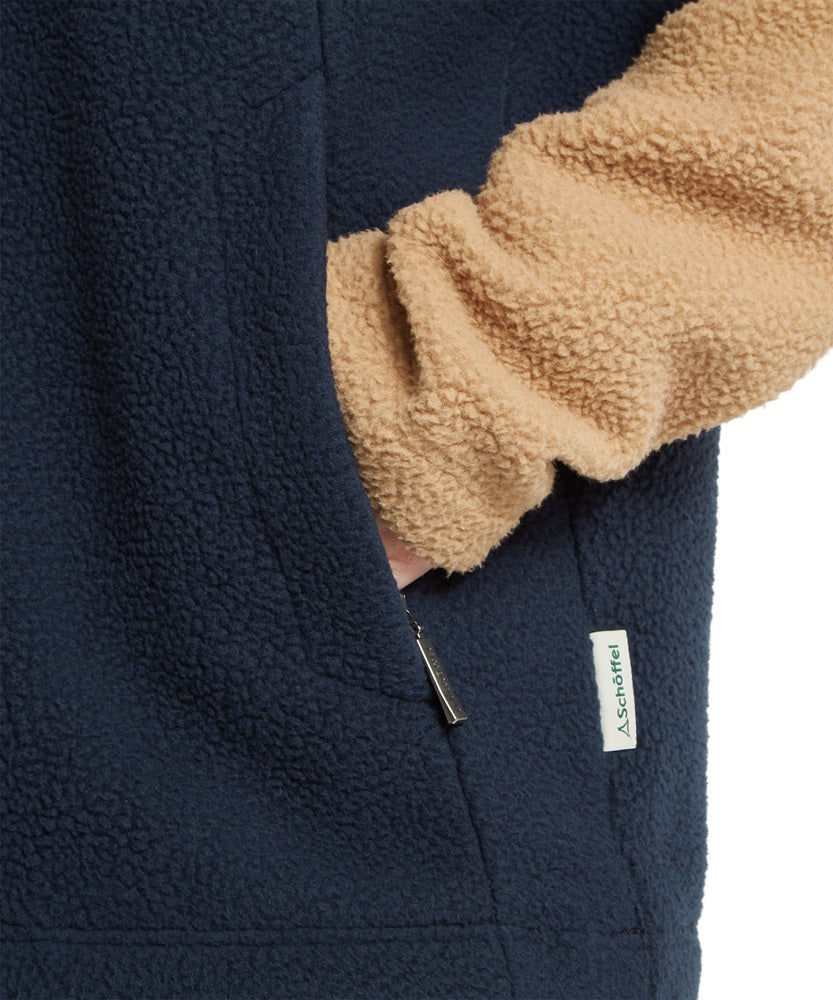 Schoffel Berkeley Retro Quarter Zip Fleece - True Navy/Tan-Gamefish