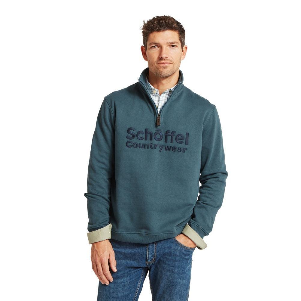 Schoffel Bude Quarter Zip Sweatshirt - Deep Ocean Blue-Gamefish