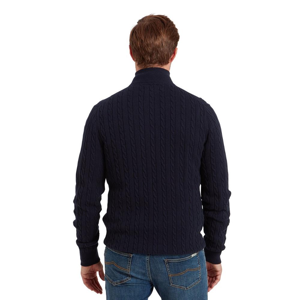 Schoffel Calton Cotton Cashmere Cable Quarter Zip Jumper - Navy-Gamefish
