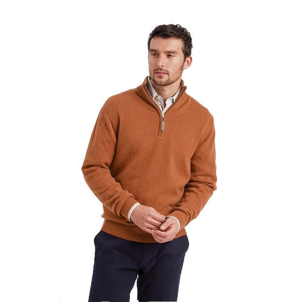 Schoffel Lewis Lambswool 1/4 Zip Jumper - Brick-Gamefish