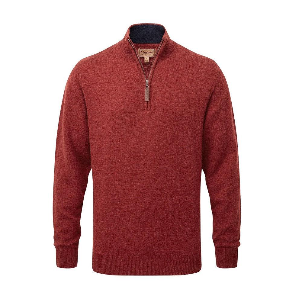 Schoffel Lewis Lambswool 1/4 Zip Jumper - Deep Red-Gamefish