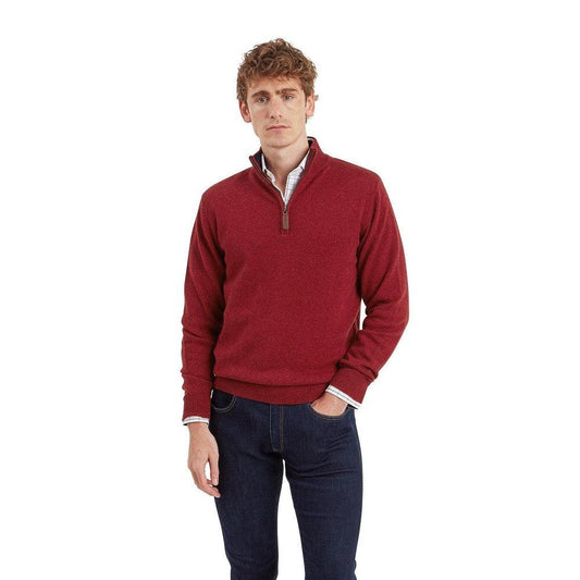 Schoffel Lewis Lambswool 1/4 Zip Jumper - Deep Red-Gamefish