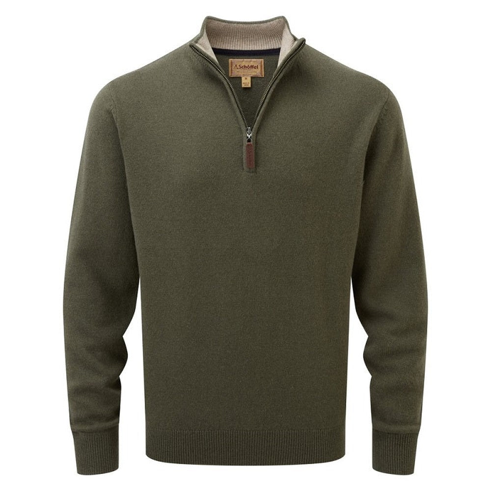 Schoffel Lewis Lambswool 1/4 Zip Jumper - Moss-Gamefish