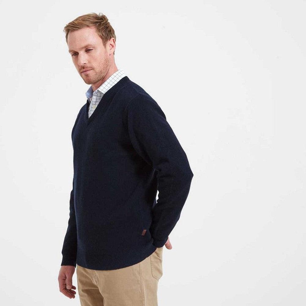 Schoffel Lambswool V Neck Jumper - Navy-Gamefish