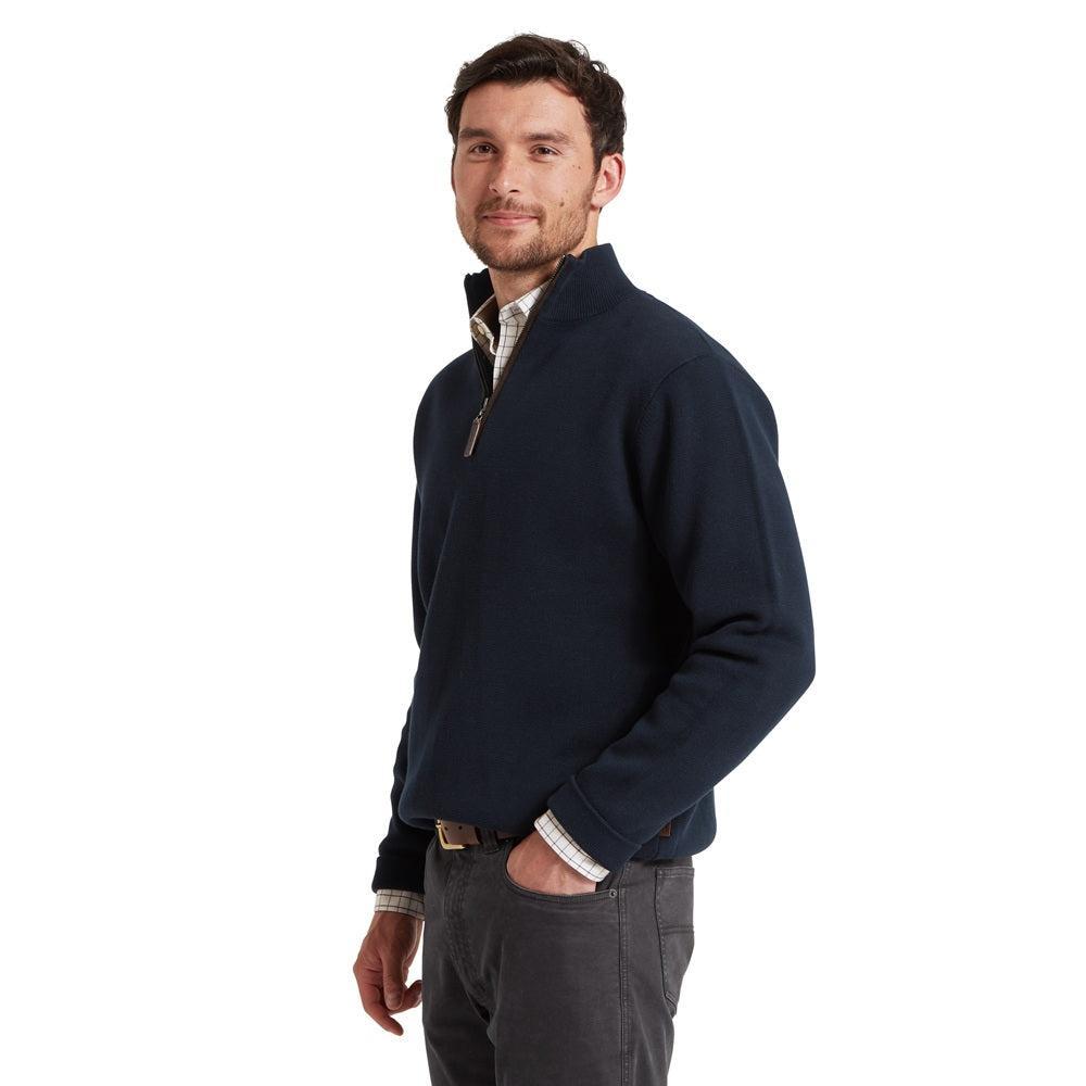 Schoffel Marlow Quarter Zip Jumper - Navy-Gamefish