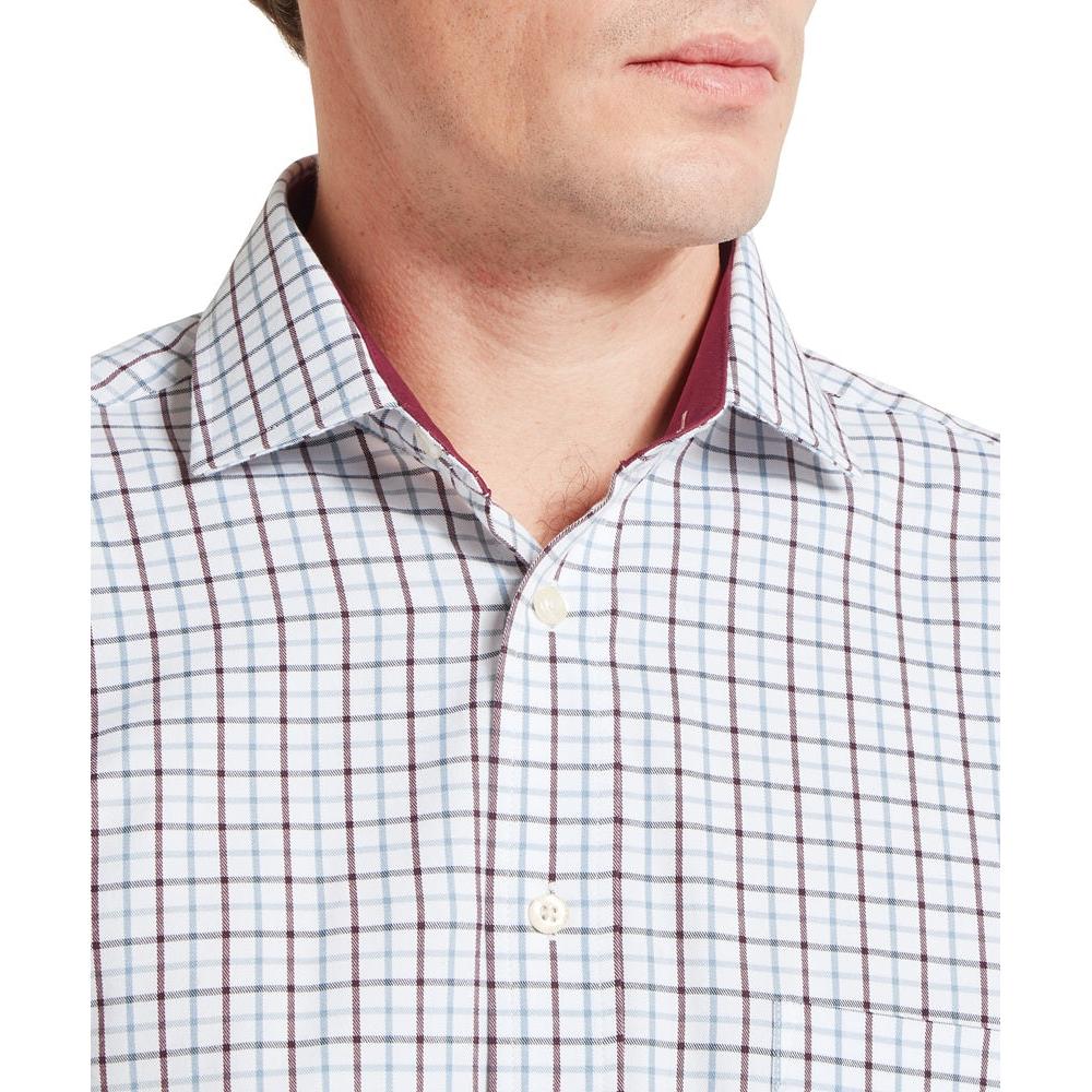 Schoffel Milton Tailored Shirt - Port/Lake Blue Check-Gamefish