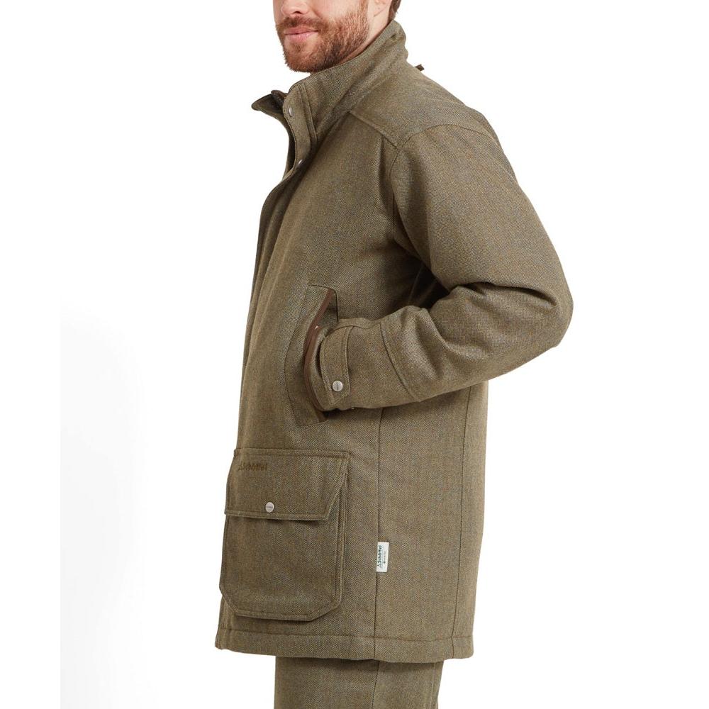 Schoffel Ptarmigan Tweed Classic Coat - Loden Green Herringbone Tweed-Gamefish