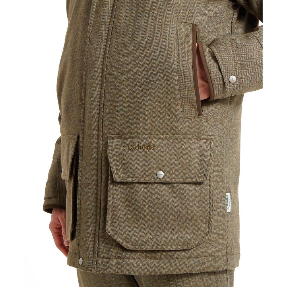 Schoffel Ptarmigan Tweed Classic Coat - Loden Green Herringbone Tweed-Gamefish