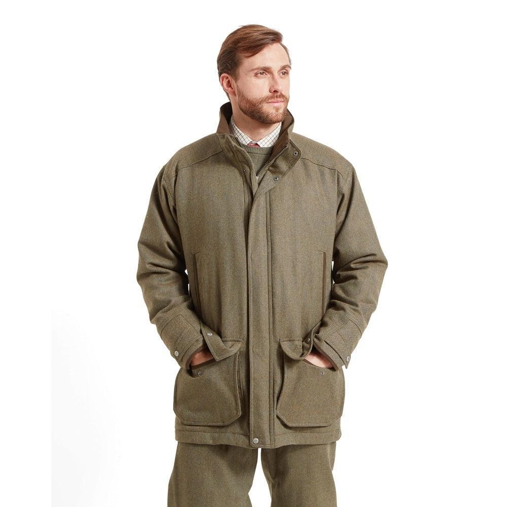 Schoffel Ptarmigan Tweed Classic Coat - Loden Green Herringbone Tweed-Gamefish