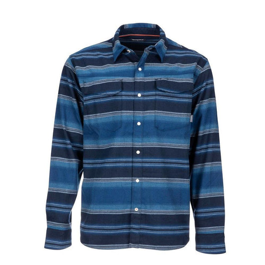 Simms Gallatin Flannel Shirt Rich Blue Stripe-Gamefish