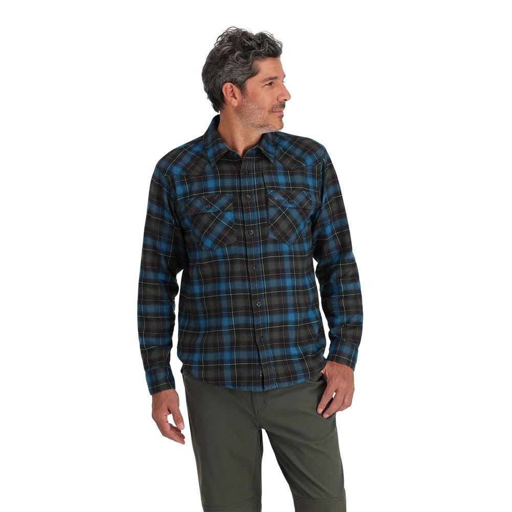 Simms Santee Flannel Shirt Black/Br.Blue Pane Ombre-Gamefish