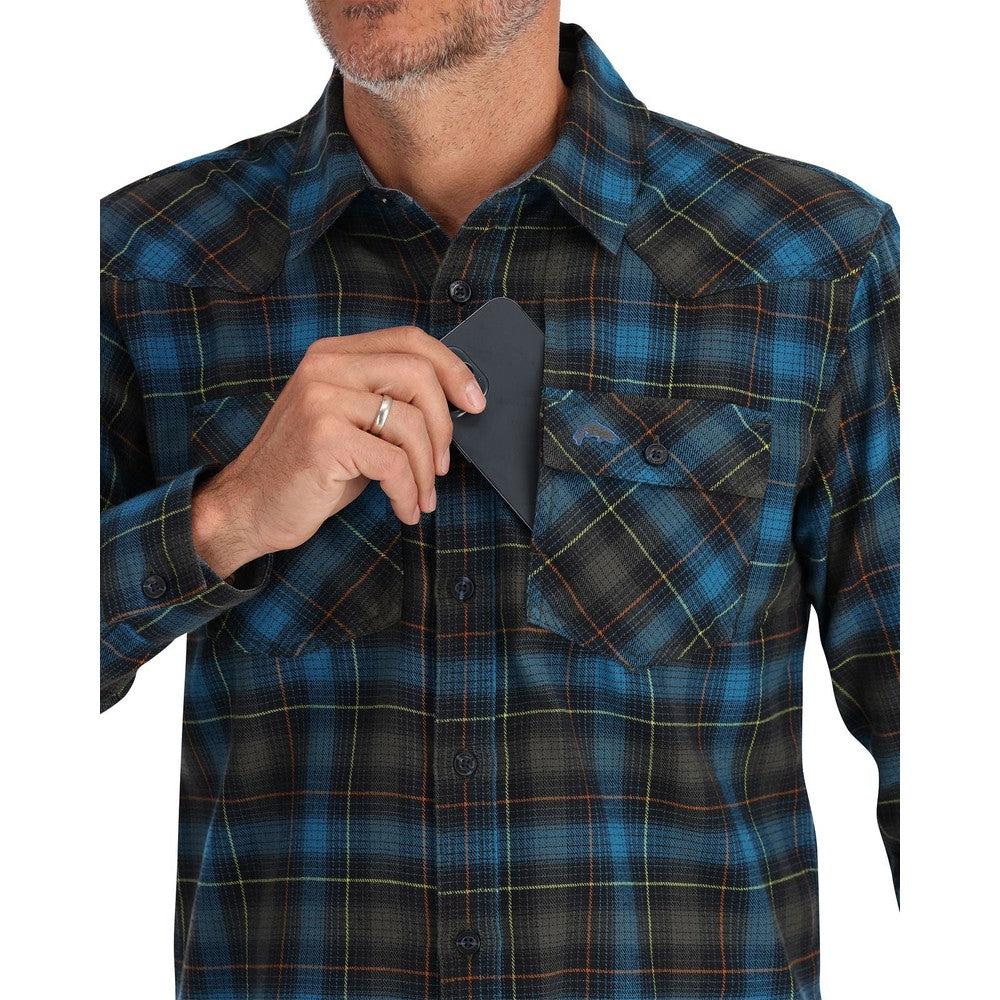 Simms Santee Flannel Shirt Black/Br.Blue Pane Ombre-Gamefish