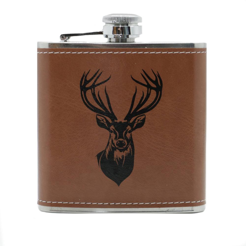 Stag Design 6oz Leatherette Hip Flask-Gamefish