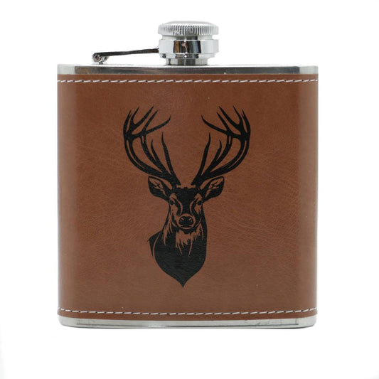 Stag Design 6oz Leatherette Hip Flask-Gamefish