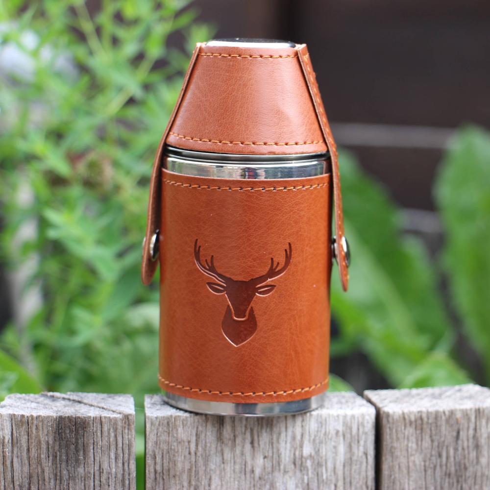 Stag Hip Flask Hunter Design Shiny Stainless Steel 6oz-Gamefish