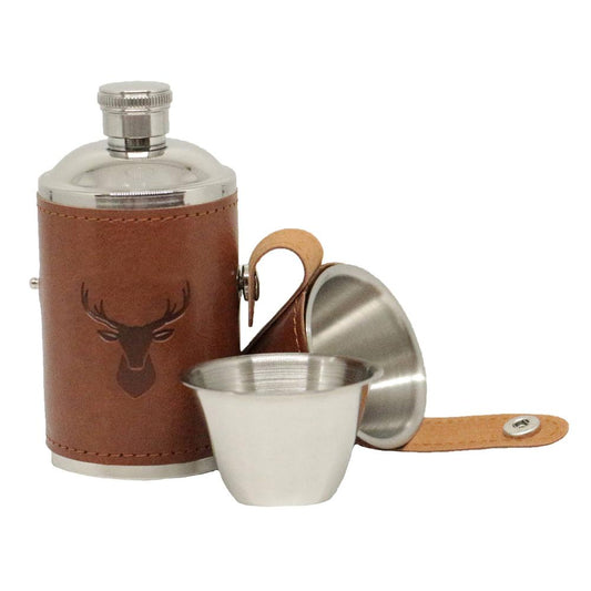 Stag Hip Flask Hunter Design Shiny Stainless Steel 6oz-Gamefish
