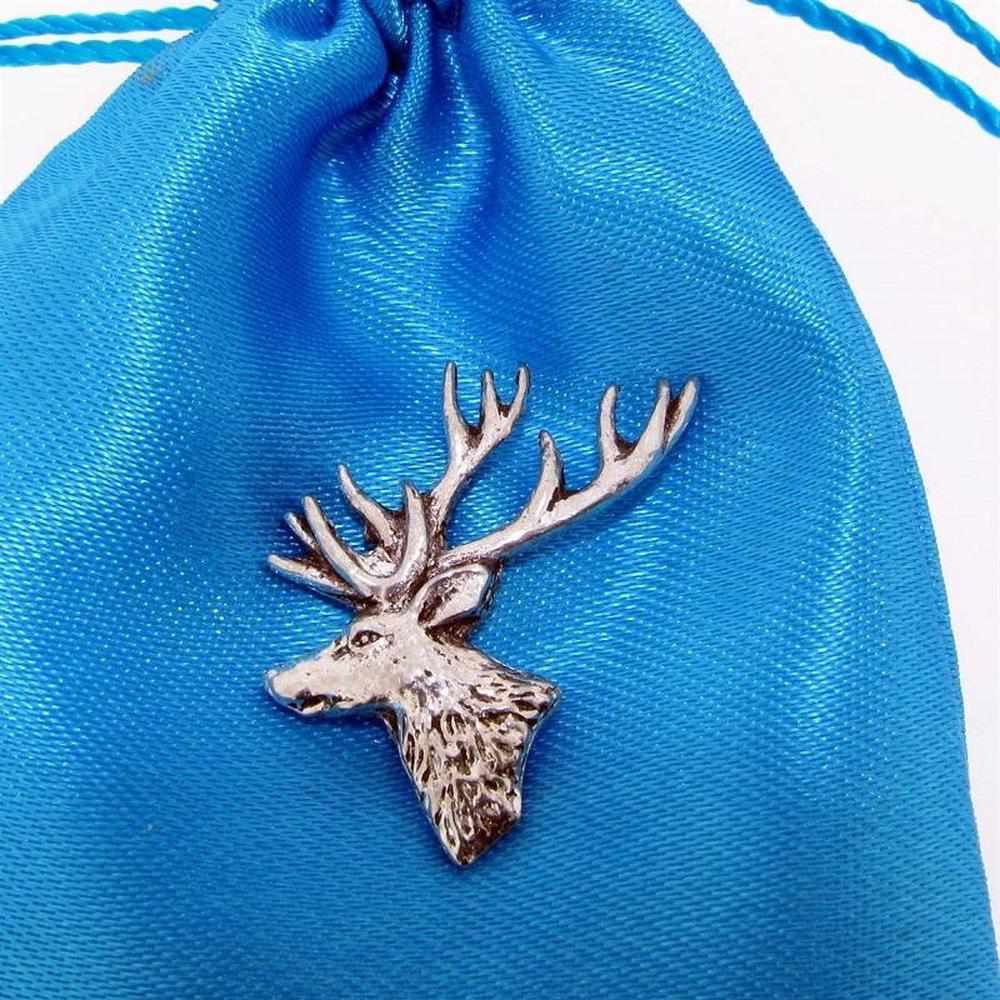 Pewter Stags Head Pin Badge-Gamefish