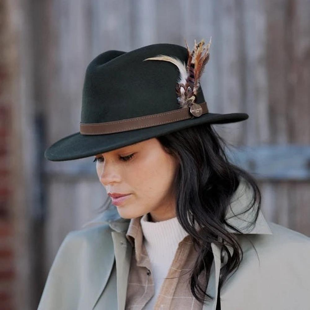 The Suffolk Fedora Olive Green (Bronze Feather)-Gamefish