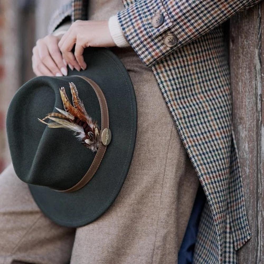 The Suffolk Fedora Olive Green (Bronze Feather)-Gamefish
