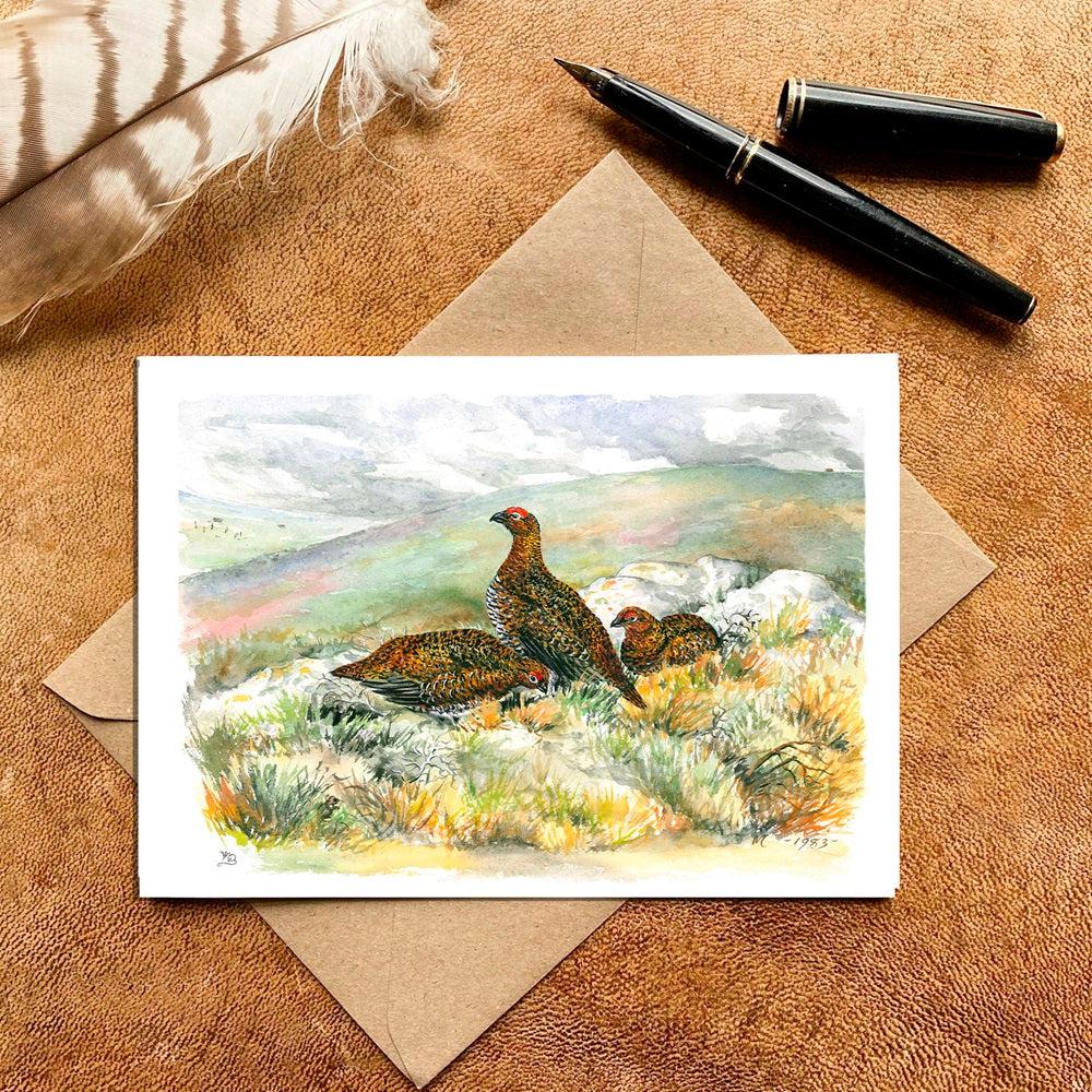 Three Red Grouse on the Moor Card-Gamefish