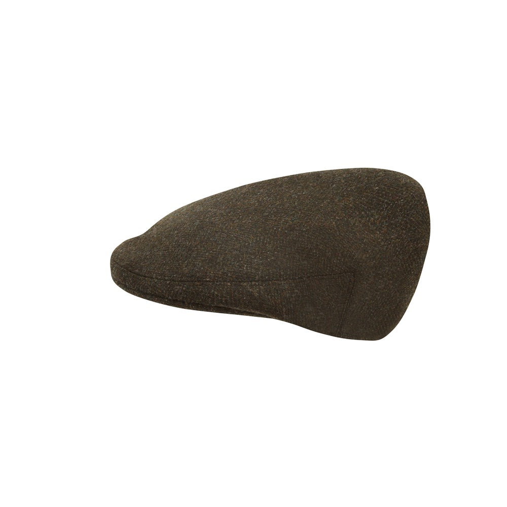 Schoffel Countryman Tweed Cap - Dark Olive Herringbone Tweed